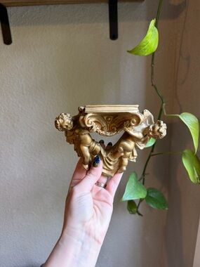 Gold Cherub Wall Shelf Accent